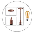 Pendant Light Fitting – Copper Ribbed E27 Holder, Twisted Cable