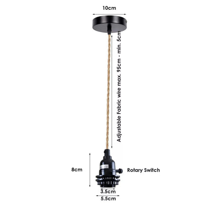 Hemp Rope Pendant Light Fitting – Switched E27 Holder, Black - photo 2