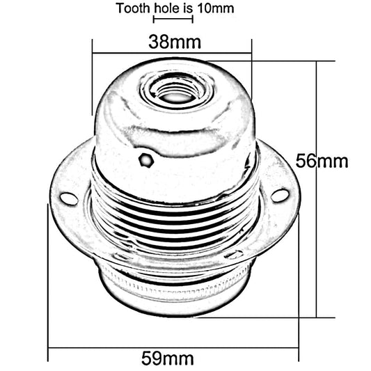 Threaded E27 Lamp Holder with Shade Ring – Max 60W, 5 Finishes - photo 2