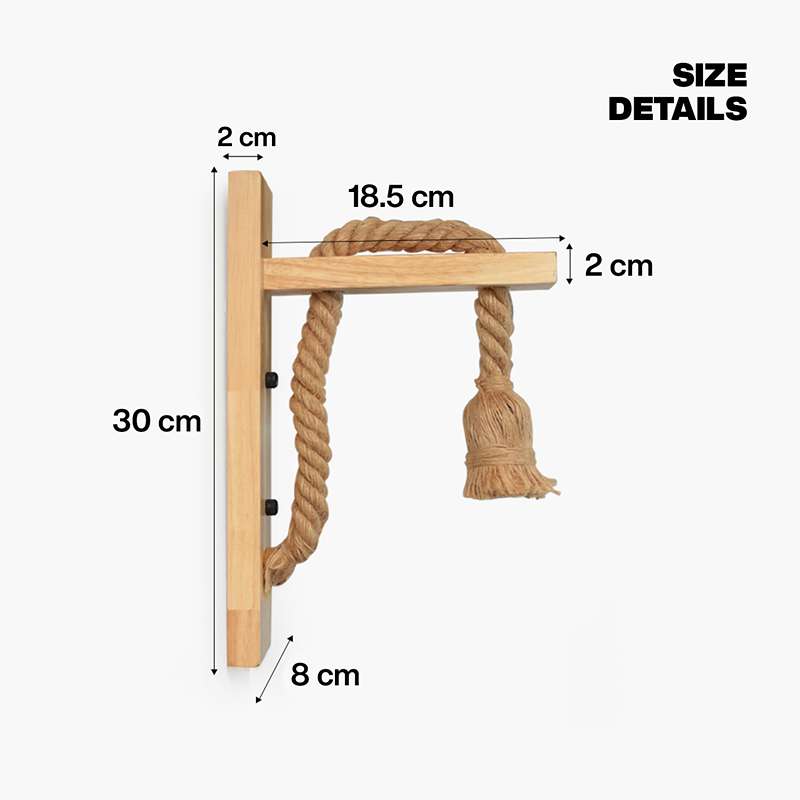 Wooden Bracket Rope Wall Light – Natural Hemp, E27 - photo 2