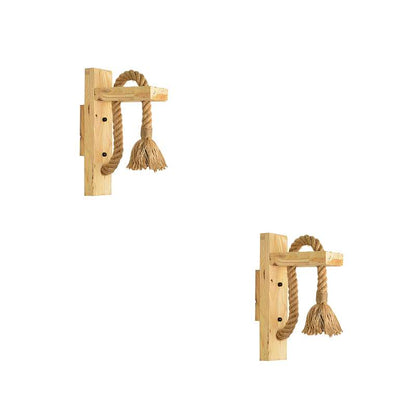 Wooden Bracket Rope Wall Light – Natural Hemp, E27 - Without Bulb, Hemp, Pack of 2