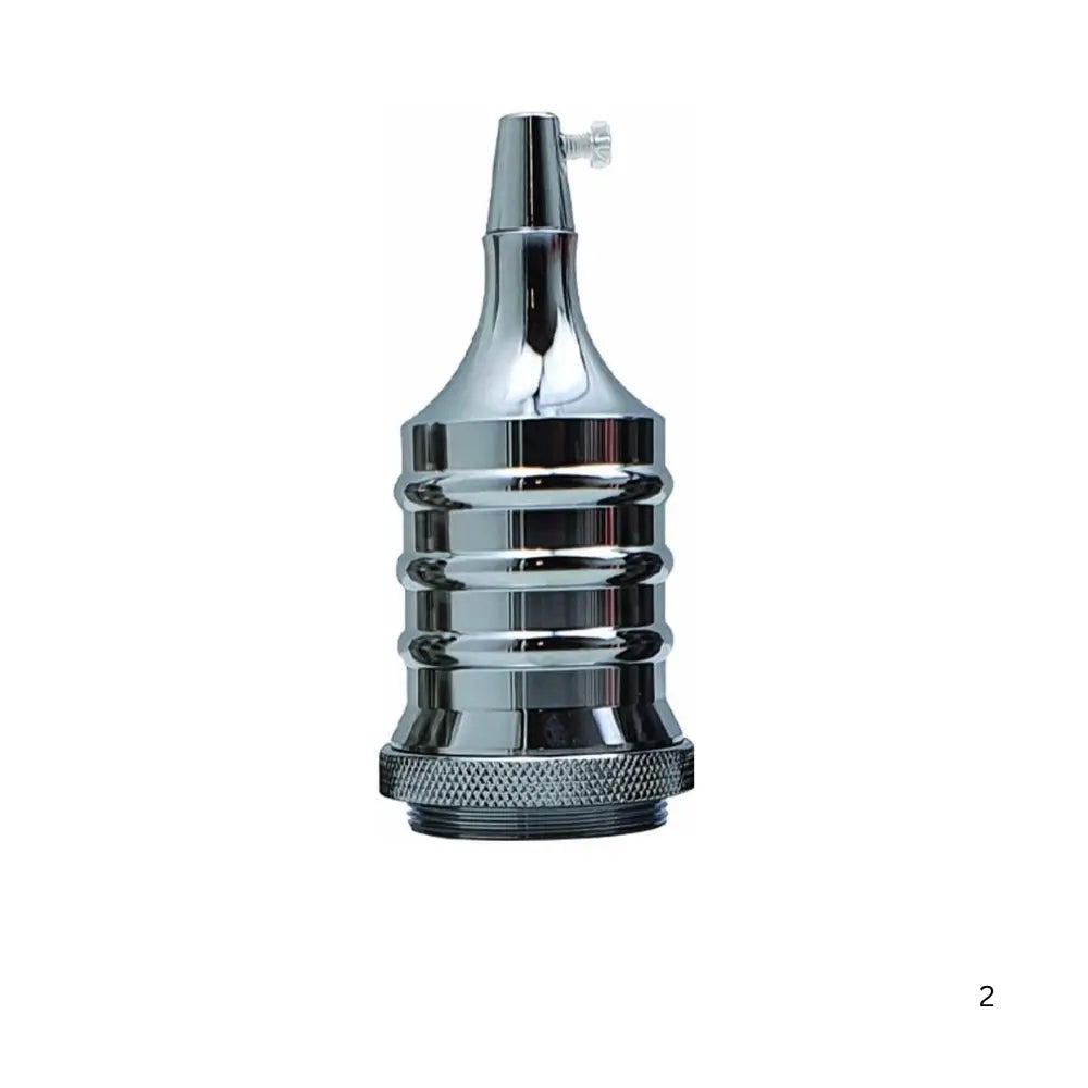 Ribbed E27 Lamp Holder – Vintage Metal, 6 Finishes - Chrome, Standard, Single