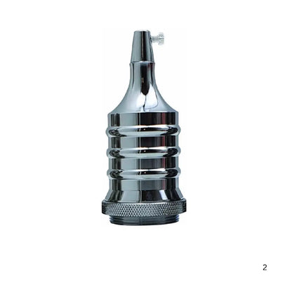 Ribbed E27 Lamp Holder – Vintage Metal, 6 Finishes - Chrome, Standard, Single
