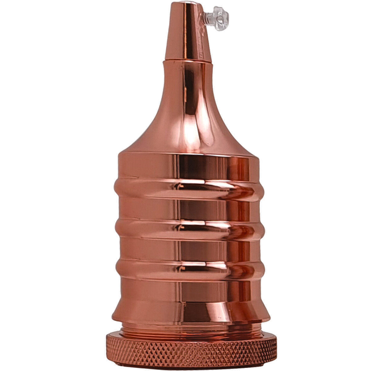 Ribbed E27 Lamp Holder – Vintage Metal, 6 Finishes - Rose Gold, Standard, Single