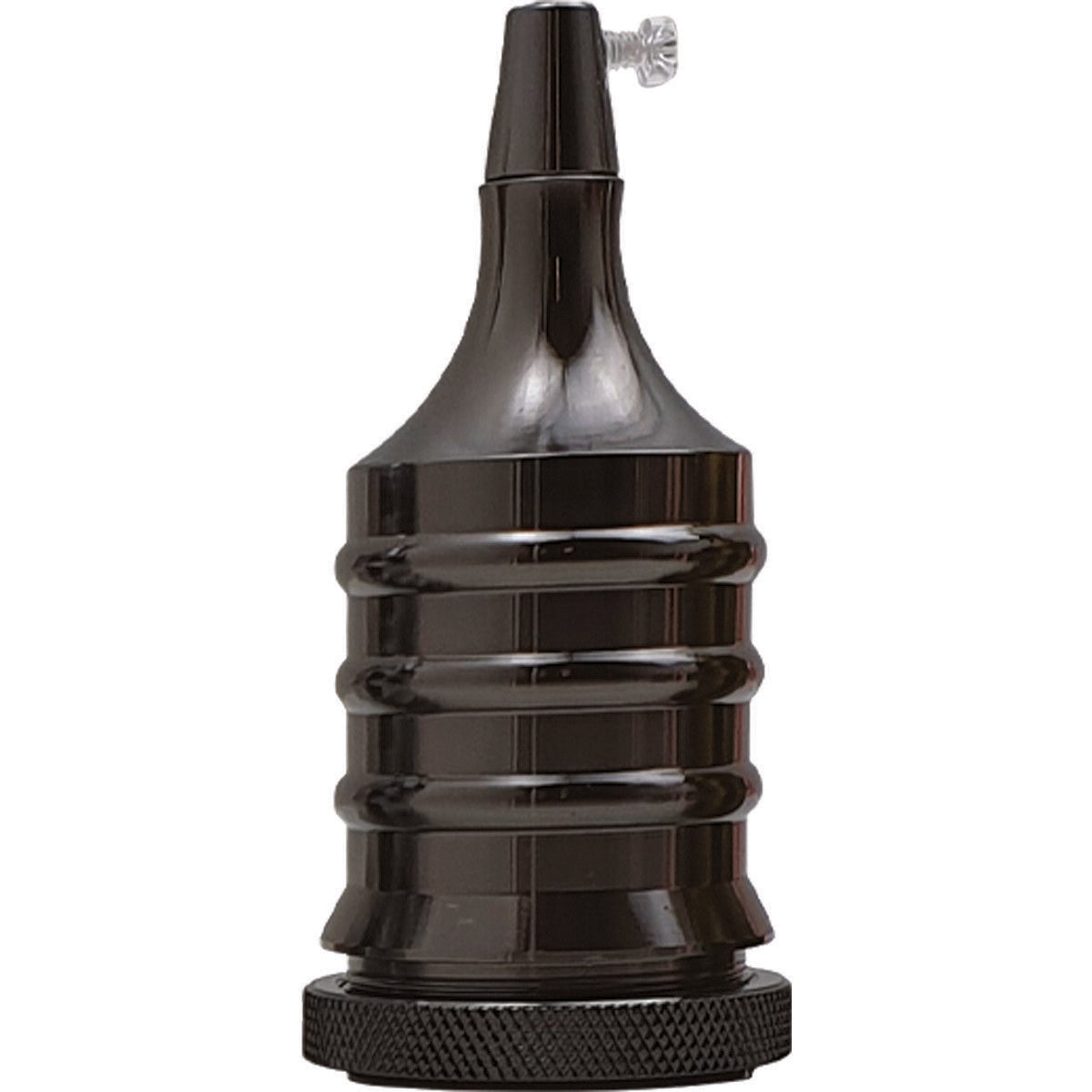 Ribbed E27 Lamp Holder – Vintage Metal, 6 Finishes - Shiny Black, Standard, Single