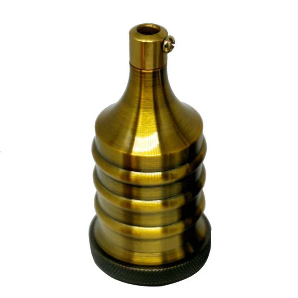 Ribbed E27 Lamp Holder – Vintage Metal, 6 Finishes - Yellow Brass, Standard, Single