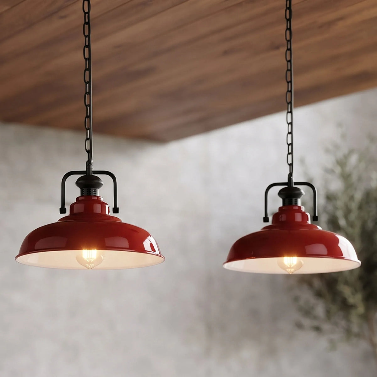 Industrial Chain Pendant Light – Black Yoke Holder, Metal Shade, E27 - photo 11