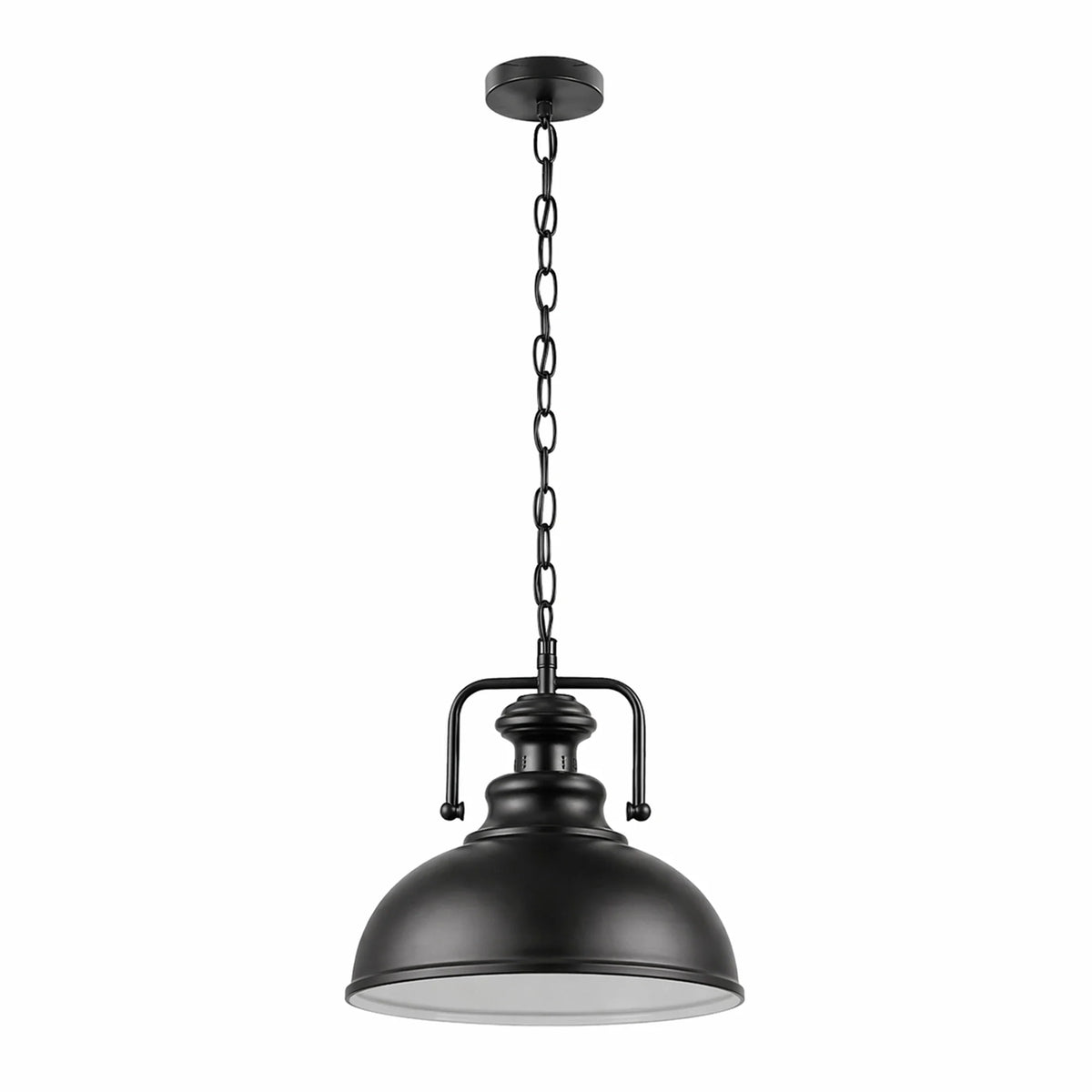 Industrial Chain Pendant Light – Black Yoke Holder, Metal Shade, E27 - photo 27