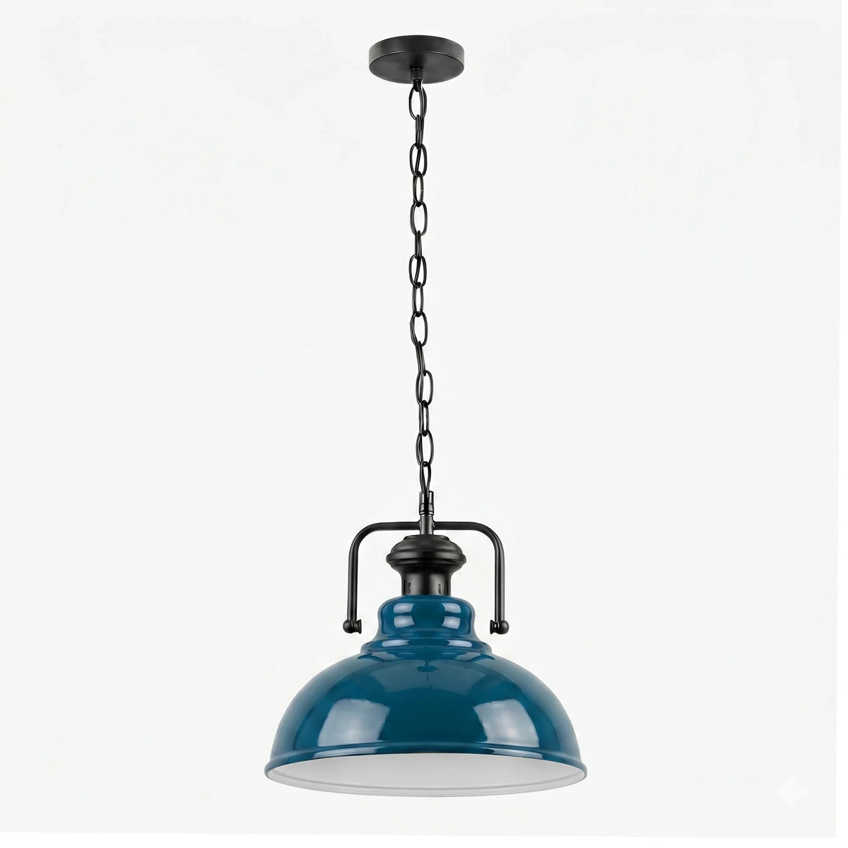 Industrial Chain Pendant Light – Black Yoke Holder, Metal Shade, E27 - photo 24