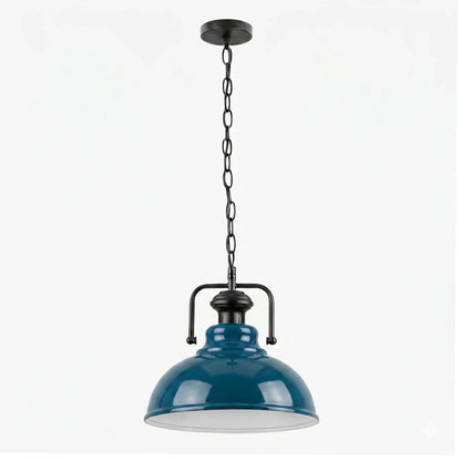Industrial Chain Pendant Light – Black Yoke Holder, Metal Shade, E27 - photo 24