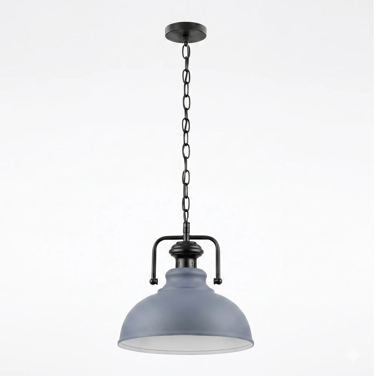 Industrial Chain Pendant Light – Black Yoke Holder, Metal Shade, E27 - photo 22