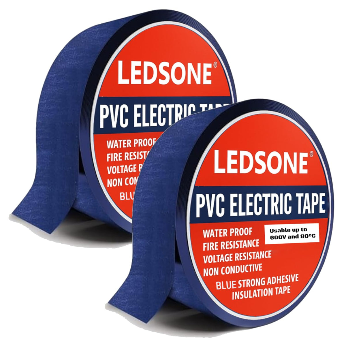 Electrical Insulation Tape 9m x 17mm Blue PVC Flame Retardant Wire Repair - Pack of 2