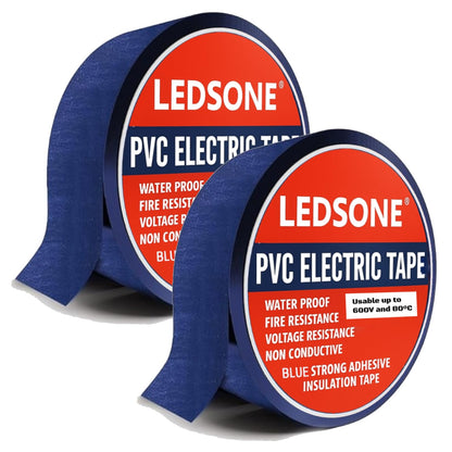 Electrical Insulation Tape 9m x 17mm Blue PVC Flame Retardant Wire Repair - Pack of 2