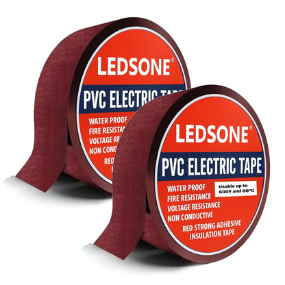 Electrical Insulation Tape 9m x 17mm Red PVC Flame Retardant Wire Repair - Pack of 2
