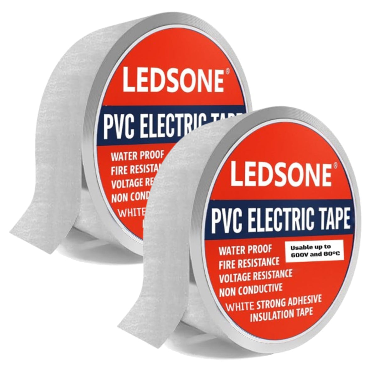 Electrical Insulation Tape 9m x 17mm White PVC Flame Retardant Wire Repair - Pack of 2