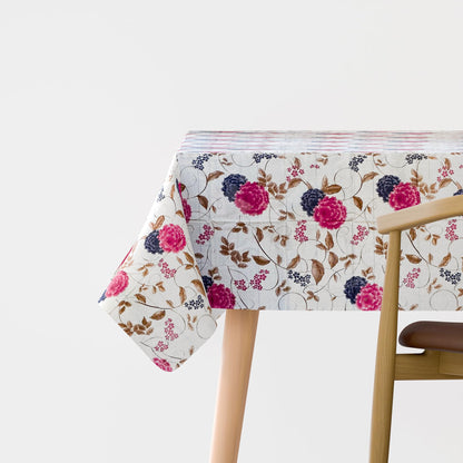 Floral Tablecloth – 4 Prints, Square or Rectangular, Wipe-Clean Polyester - Navy & Pink Peonies, 152cm x 152cm