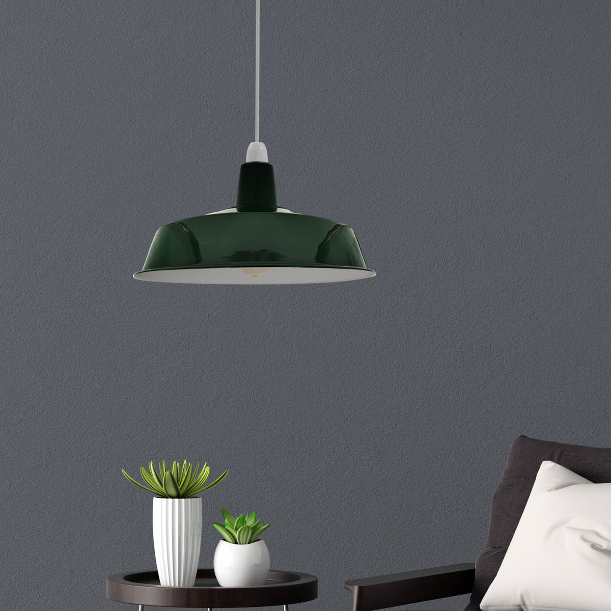 Industrial Enamel Lamp Shade 40 cm – Easy Fit, 6 Colours - photo 11