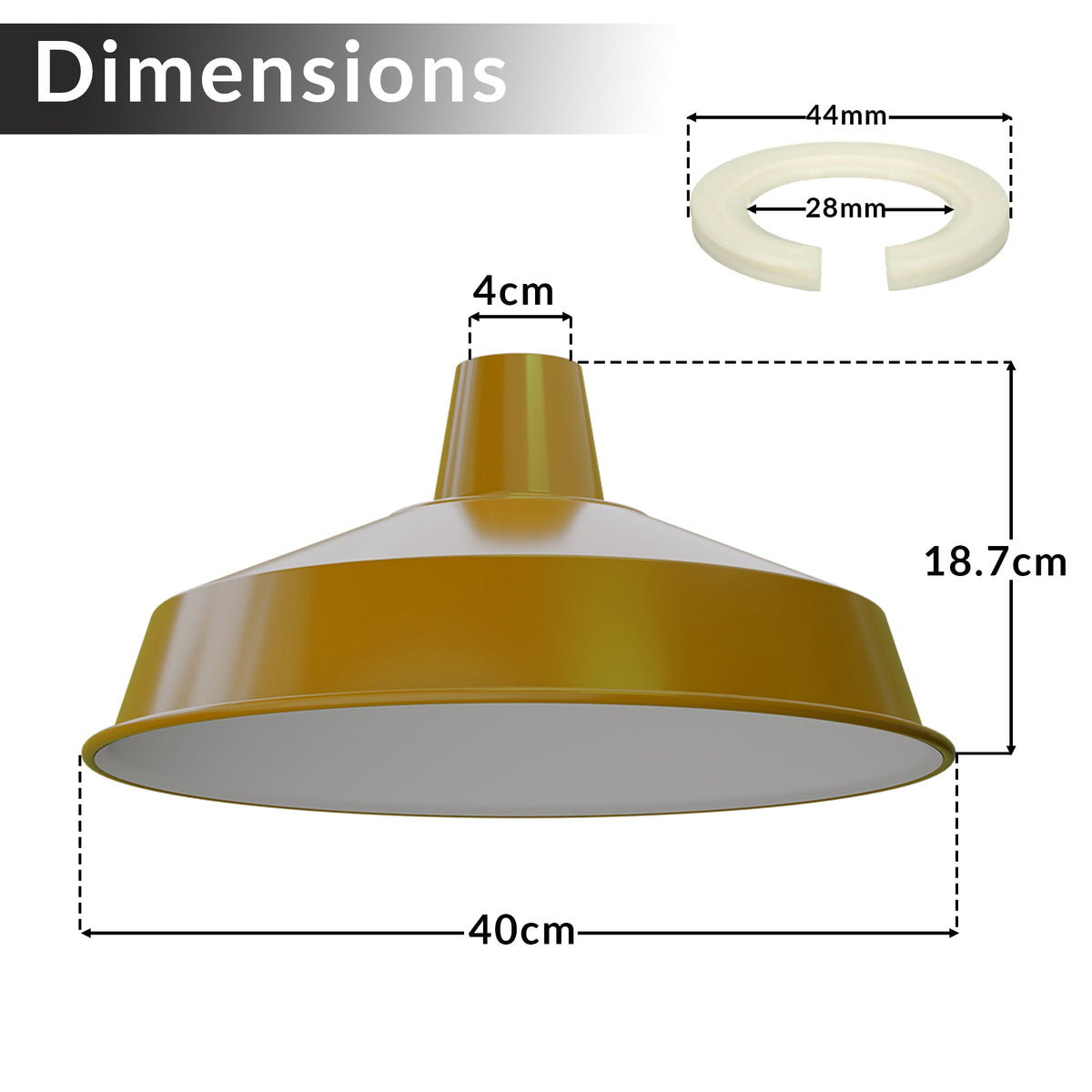 Industrial Enamel Lamp Shade 40 cm – Easy Fit, 6 Colours - photo 2