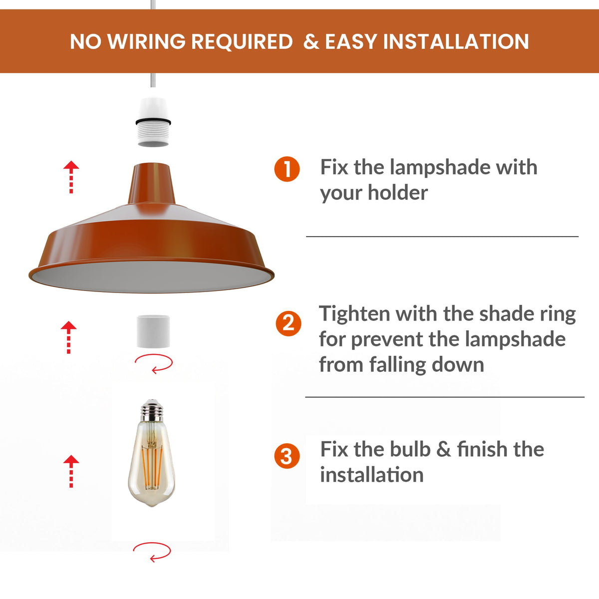 Industrial Enamel Lamp Shade 40 cm – Easy Fit, 6 Colours - photo 4