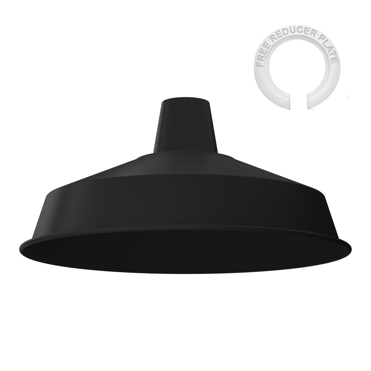 Industrial Enamel Lamp Shade 40 cm – Easy Fit, 6 Colours - Black, Single, 40 cm with Reducer Ring