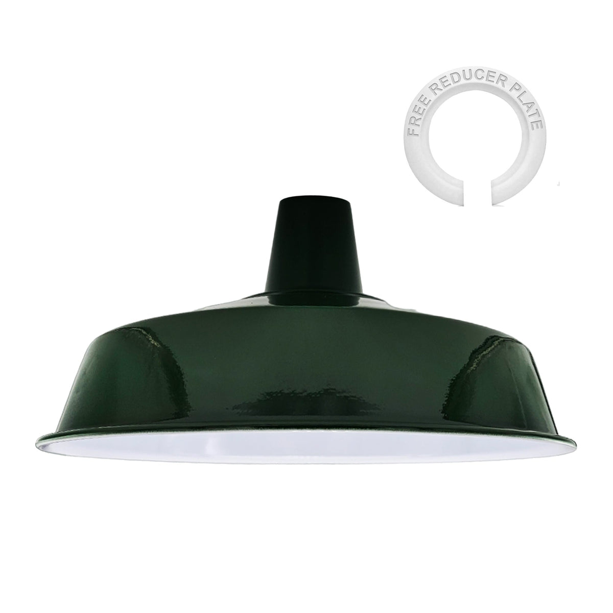 Industrial Enamel Lamp Shade 40 cm – Easy Fit, 6 Colours - Green, Single, 40 cm with Reducer Ring
