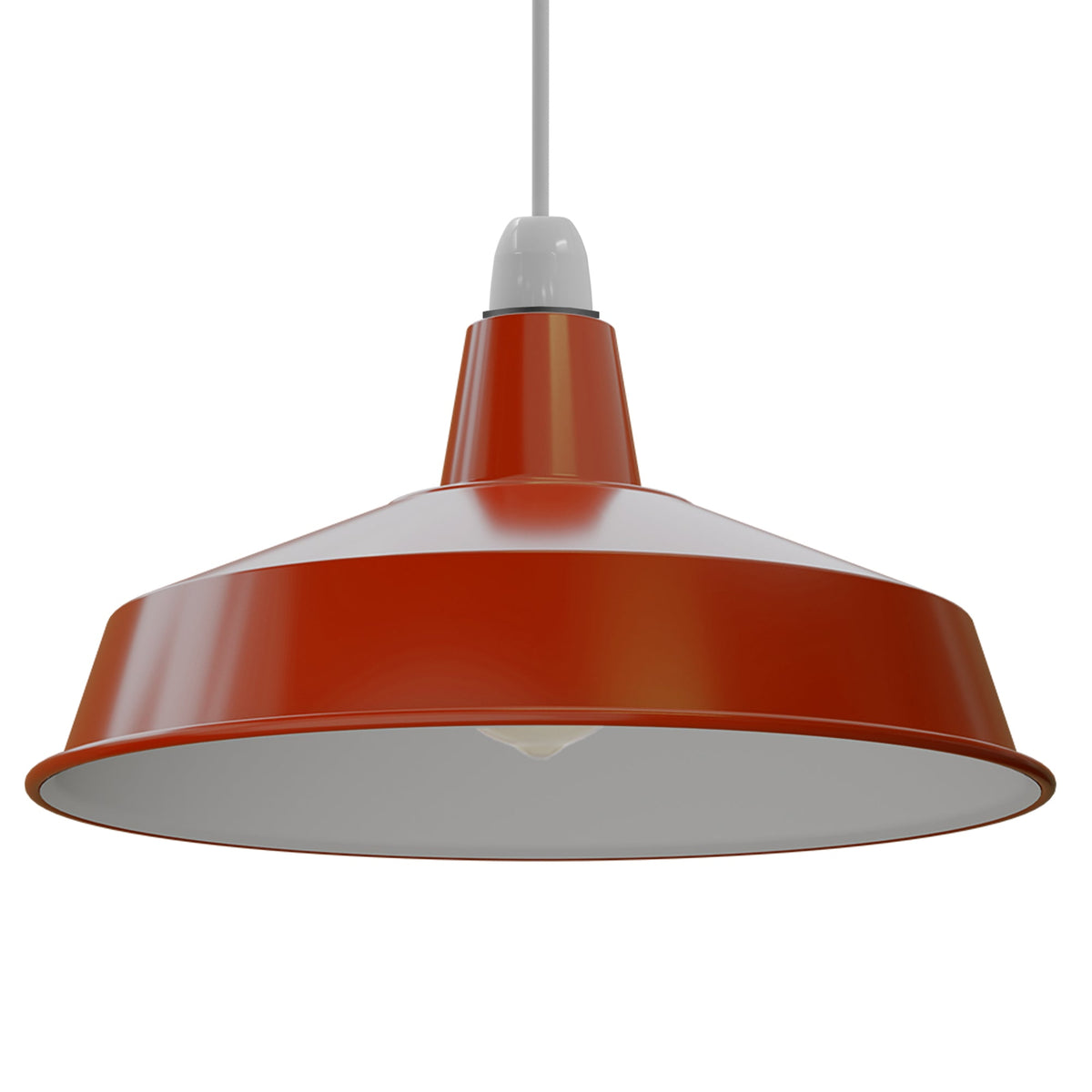 Industrial Enamel Lamp Shade 40 cm – Easy Fit, 6 Colours - Orange, Single, 40 cm with Reducer Ring