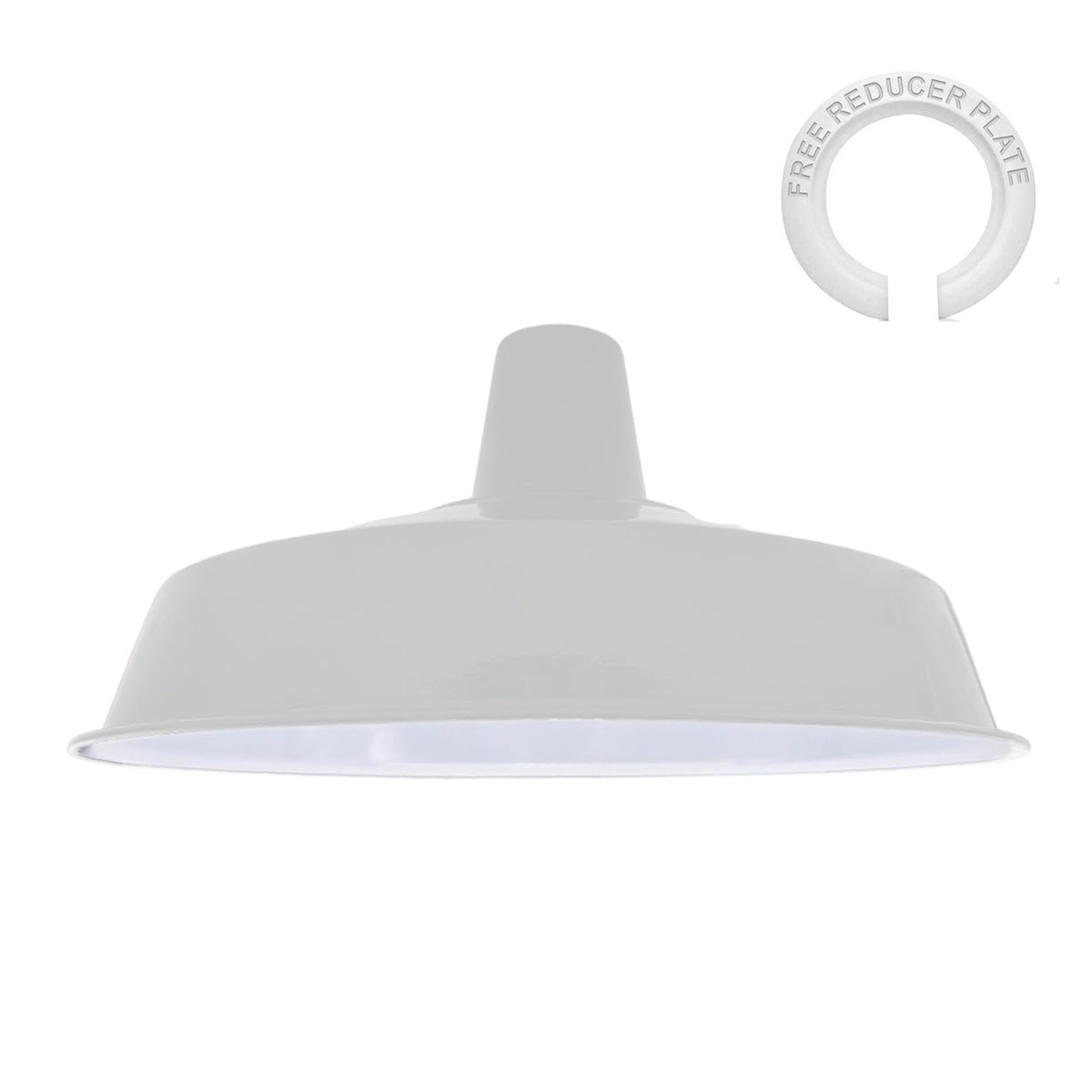 Industrial Enamel Lamp Shade 40 cm – Easy Fit, 6 Colours - White, Single, 40 cm with Reducer Ring