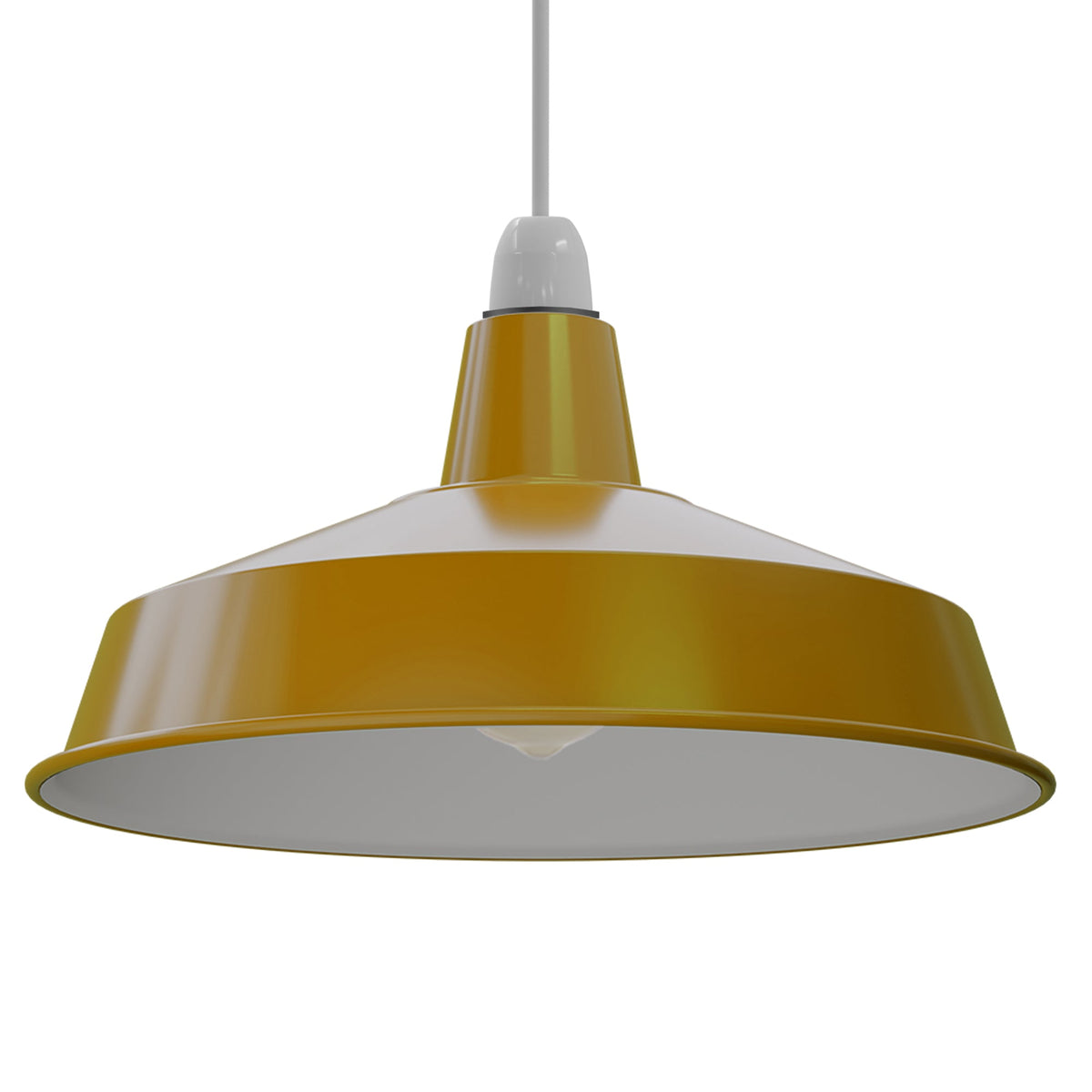 Industrial Enamel Lamp Shade 40 cm – Easy Fit, 6 Colours - Yellow, Single, 40 cm with Reducer Ring