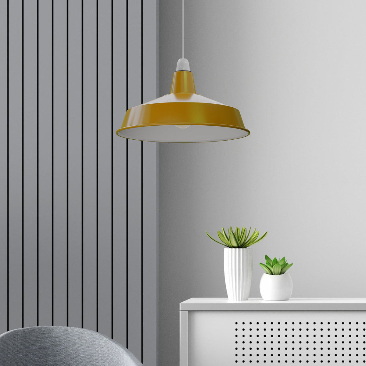 Industrial Enamel Lamp Shade 40 cm – Easy Fit, 6 Colours