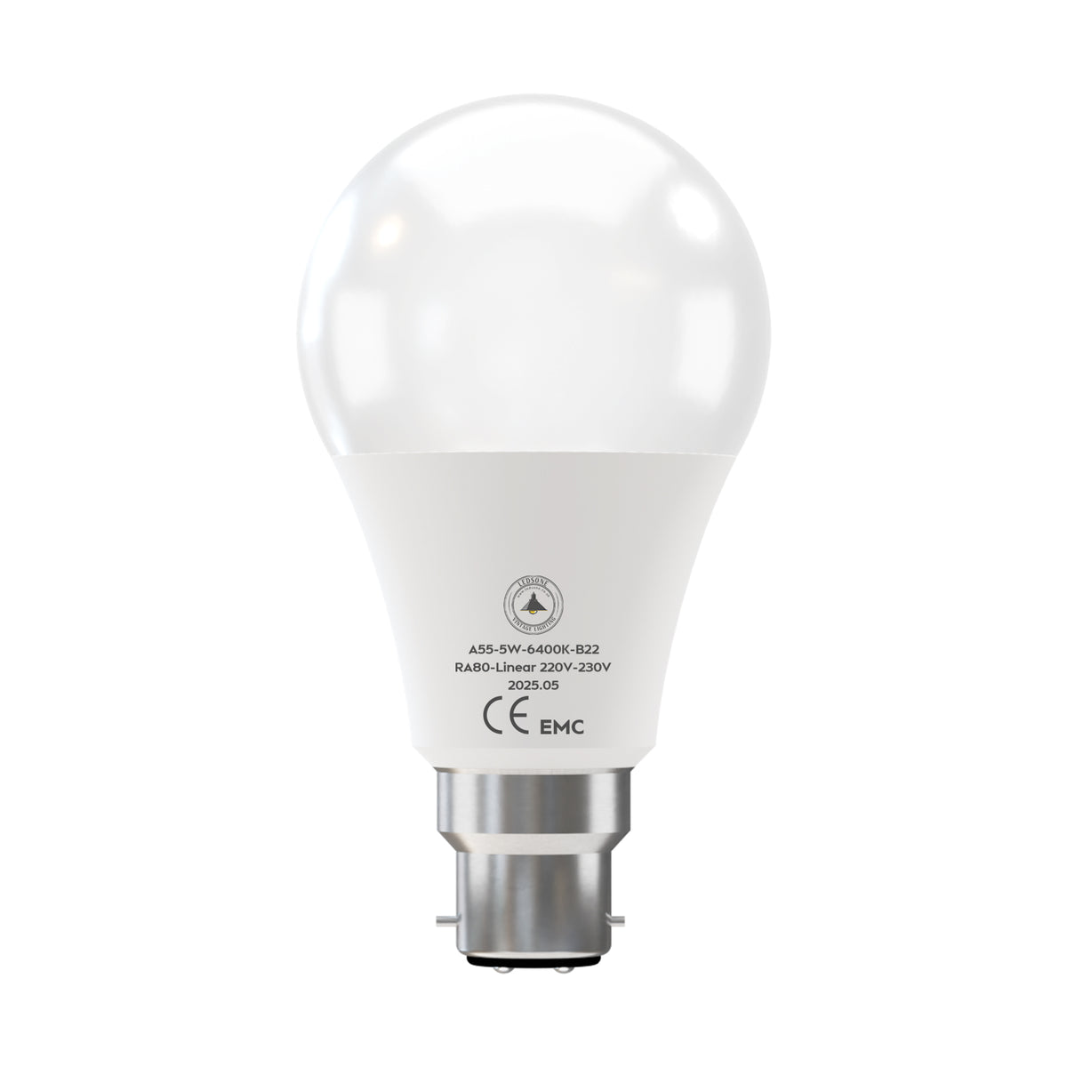 6 Pack - B22 LED Bulb SMD A55-HP 5W Cool White 6400K Non Dimmable