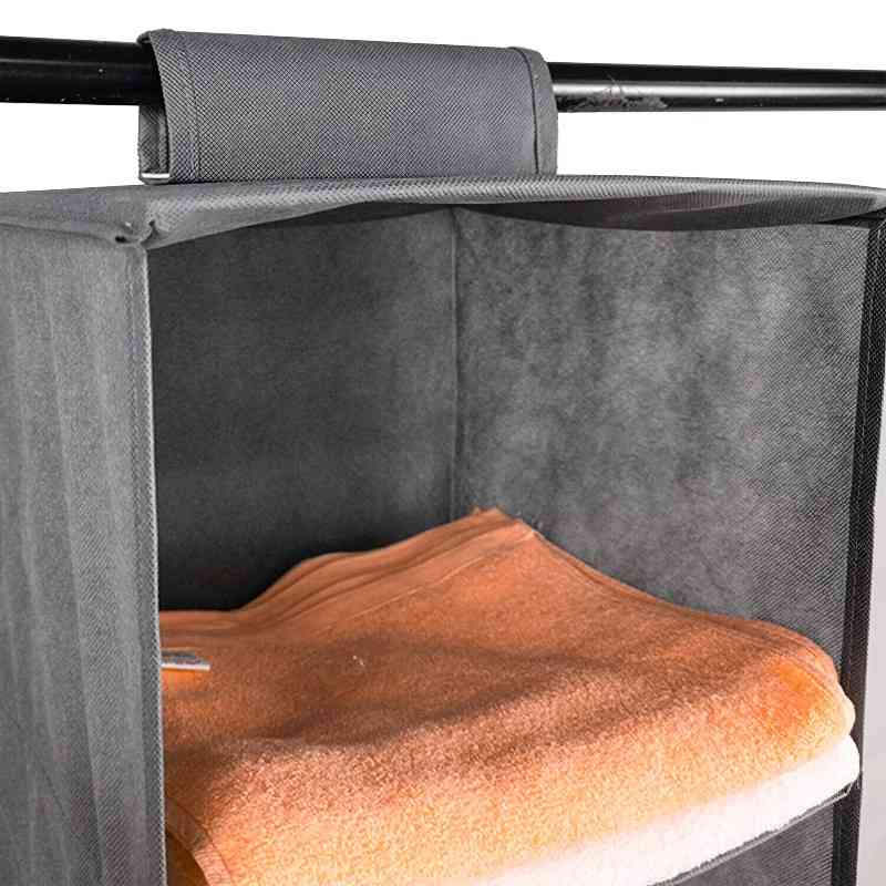 Hanging Wardrobe Organiser – 4 or 5 Shelves, Grey or Black, 1 or 2 Pack - photo 11