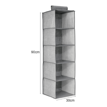 Hanging Wardrobe Organiser – 4 or 5 Shelves, Grey or Black, 1 or 2 Pack - photo 4
