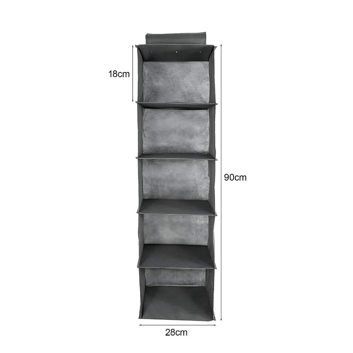 Hanging Wardrobe Organiser – 4 or 5 Shelves, Grey or Black, 1 or 2 Pack - photo 5