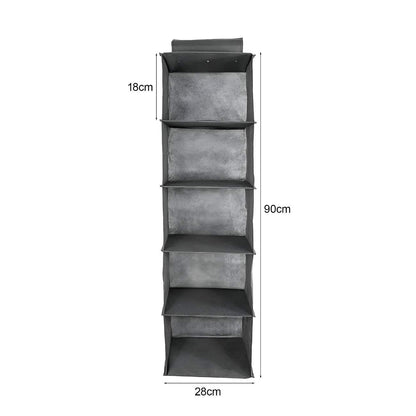 Hanging Wardrobe Organiser – 4 or 5 Shelves, Grey or Black, 1 or 2 Pack - photo 5