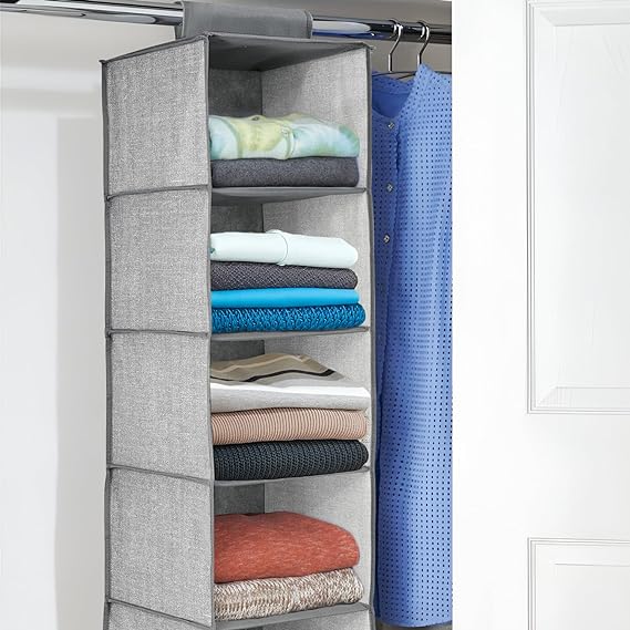 Hanging Wardrobe Organiser – 4 or 5 Shelves, Grey or Black, 1 or 2 Pack - photo 6
