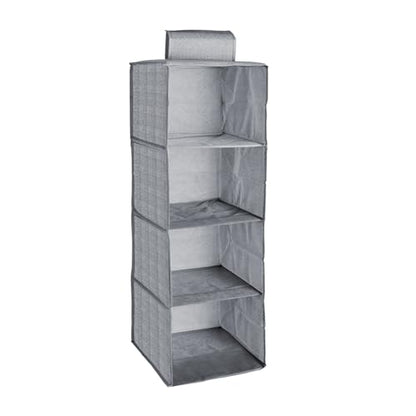 Hanging Wardrobe Organiser – 4 or 5 Shelves, Grey or Black, 1 or 2 Pack - Grey, 4 Shelves, 1 Organiser