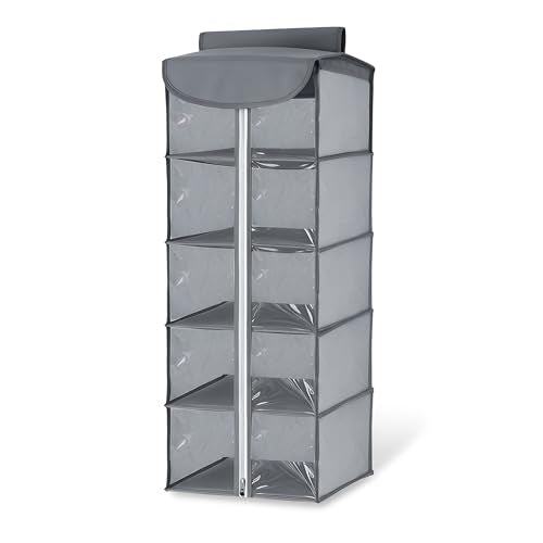 Hanging Wardrobe Organiser – 4 or 5 Shelves, Grey or Black, 1 or 2 Pack - photo 15