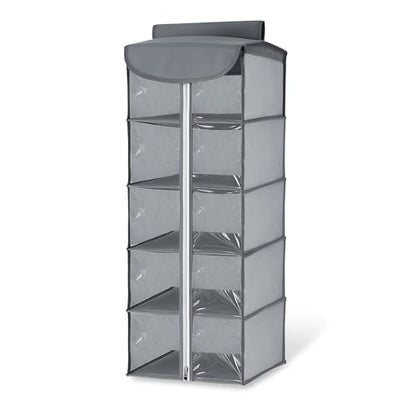 Hanging Wardrobe Organiser – 4 or 5 Shelves, Grey or Black, 1 or 2 Pack - photo 15