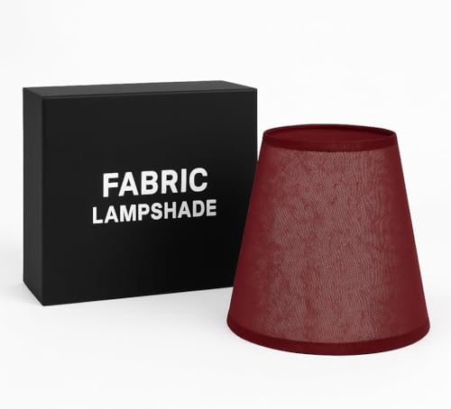Fabric Lamp Shade 16-30 cm – Linen, Pleated or Cone, Easy Fit - Burgundy, 16 cm, Single