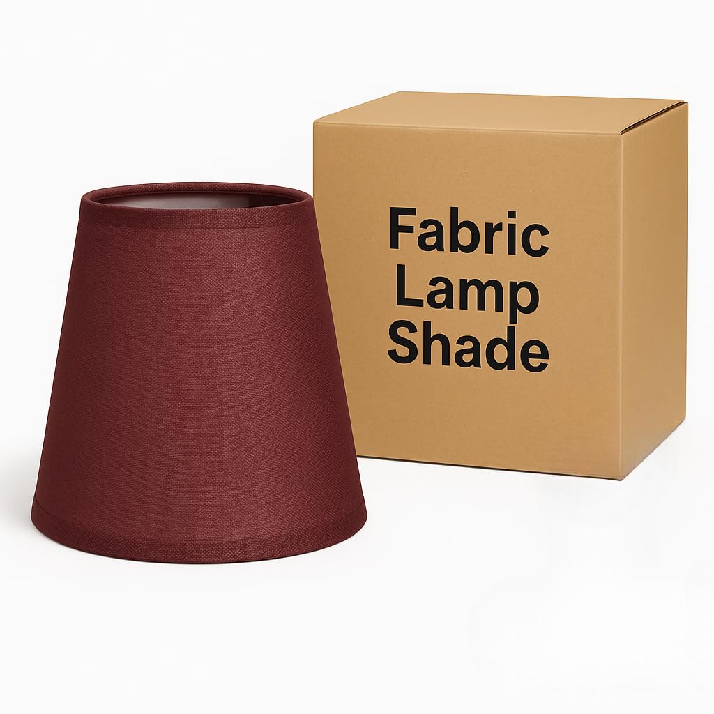 Fabric Lamp Shade 16-30 cm – Linen, Pleated or Cone, Easy Fit - Burgundy, 16 cm with Reducer Ring, Single