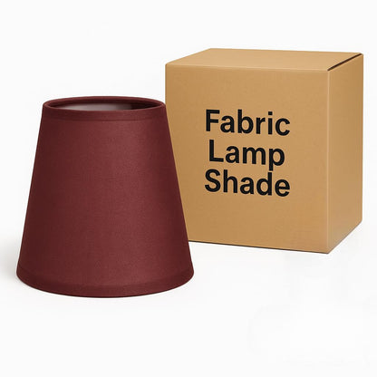 Fabric Lamp Shade 16-30 cm – Linen, Pleated or Cone, Easy Fit - Burgundy, 16 cm with Reducer Ring, Single