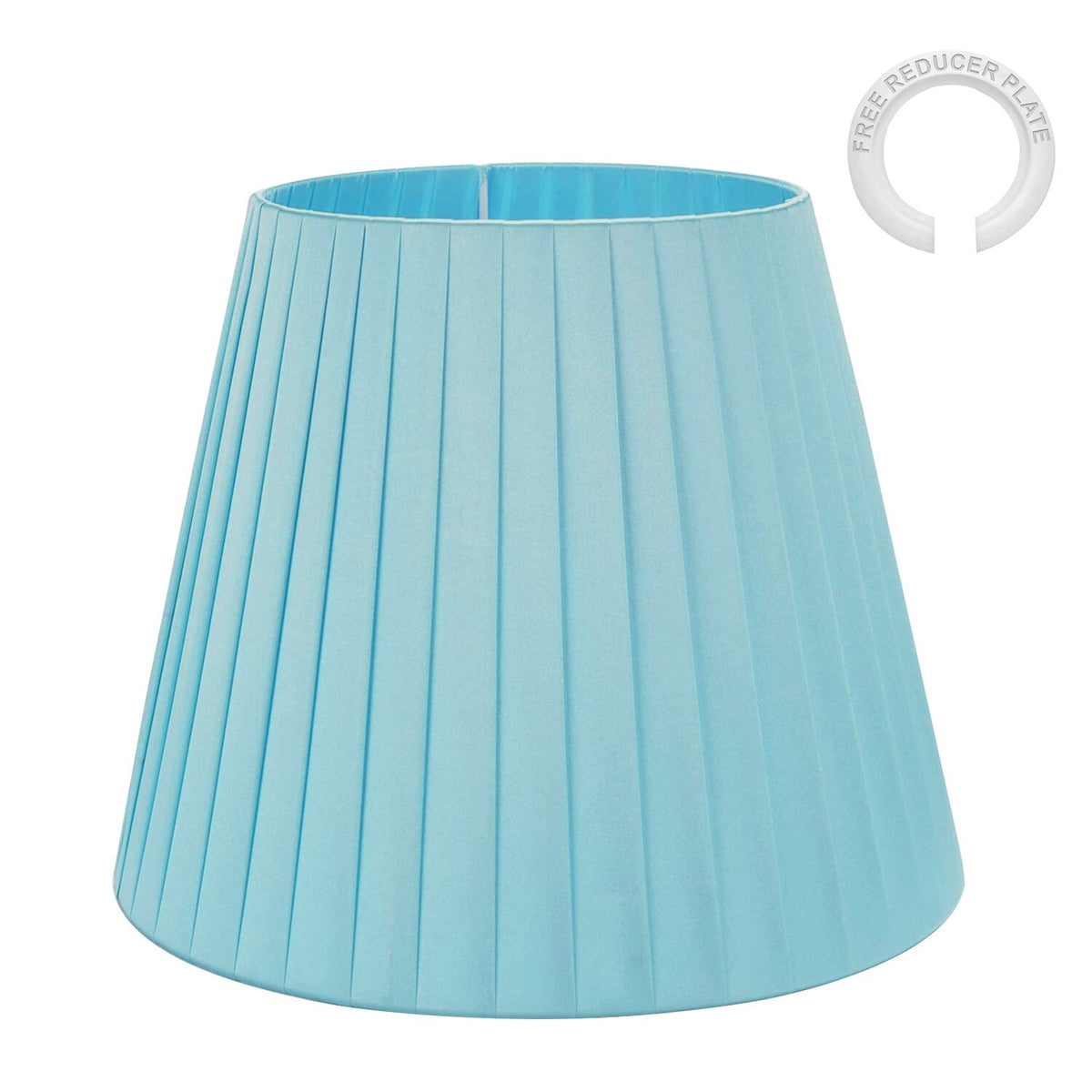 Fabric Lamp Shade 16-30 cm – Linen, Pleated or Cone, Easy Fit - Light Blue, 28 cm, Single