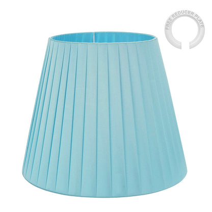Fabric Lamp Shade 16-30 cm – Linen, Pleated or Cone, Easy Fit - Light Blue, 28 cm, Single
