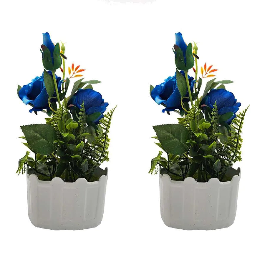 blue artificial plants