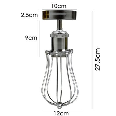 Industrial Flush Mount Ceiling Light with Cage Shade – E27 - photo 2