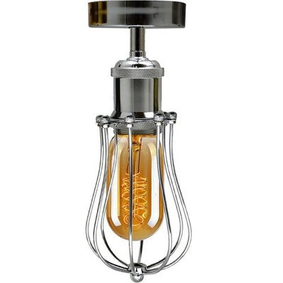 Industrial Flush Mount Ceiling Light with Cage Shade – E27 - photo 3