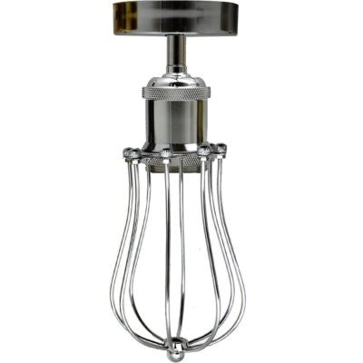 Industrial Flush Mount Ceiling Light with Cage Shade – E27 - photo 5
