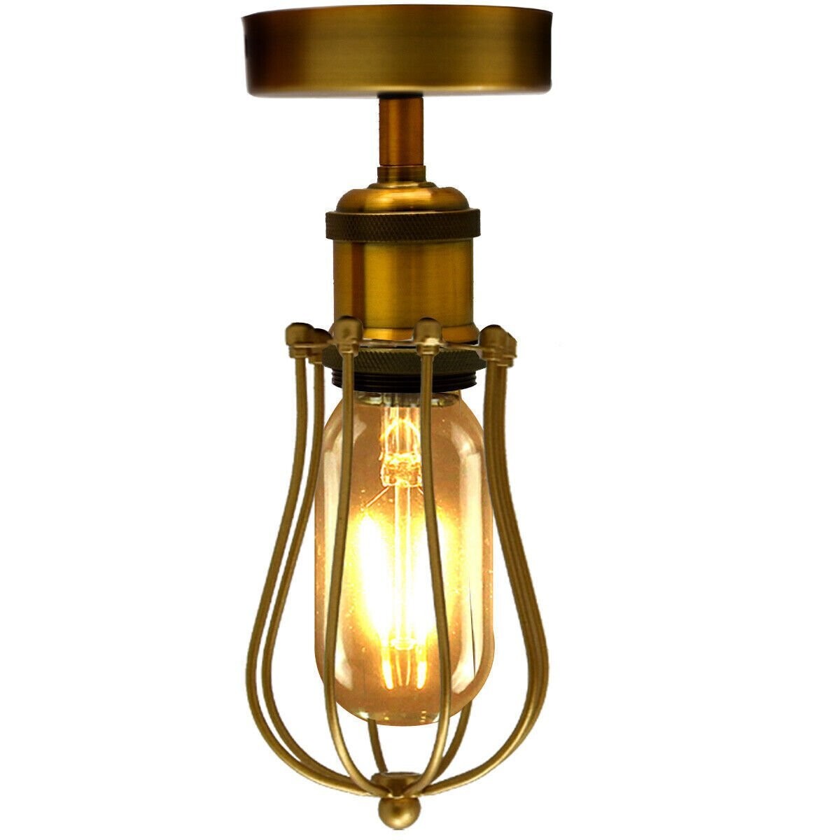 Industrial Flush Mount Ceiling Light with Cage Shade – E27 - photo 8
