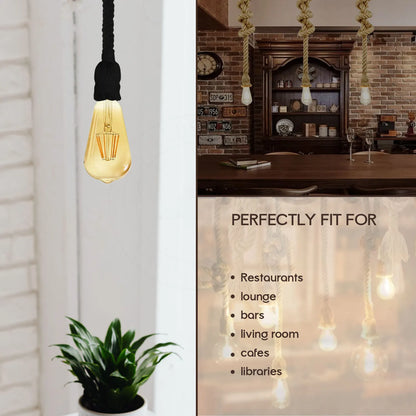 Black Rope Pendant Light – Twisted Rope Flex, 95 cm, E27 - photo 3