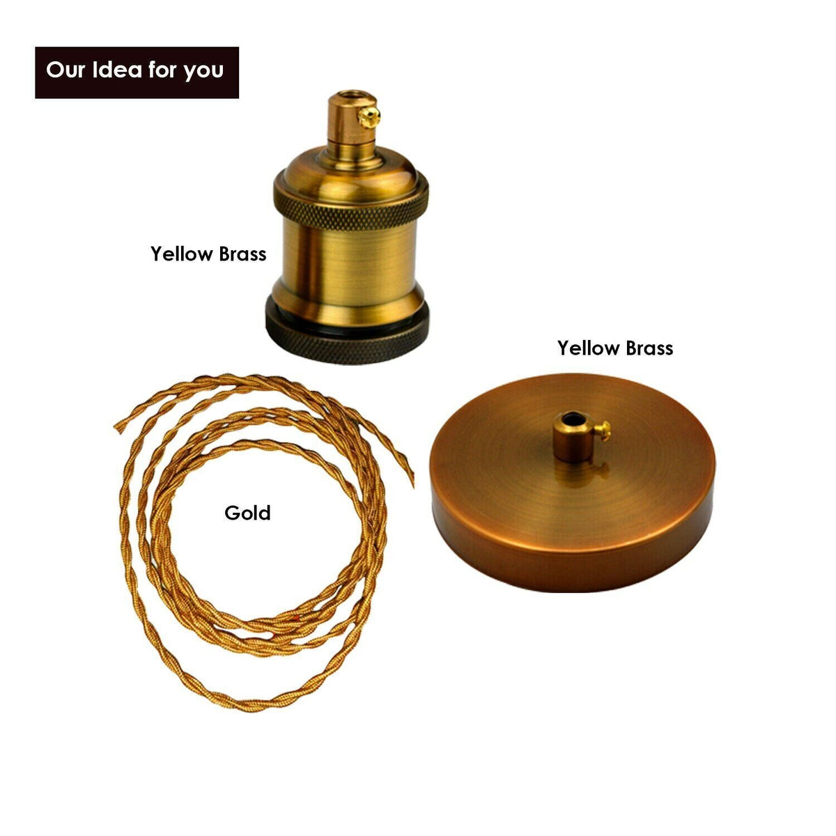 Fabric Cable Pendant Light Set – E27 Holder & Ceiling Rose, 8 Finishes - photo 4